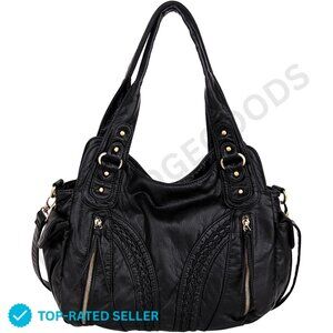 Brand New Montana West Hobo Bag Black Washed Leather Style